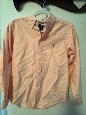 Polo by Ralph Lauren boys Button-Down Long Sleeve Shirt - Peach
